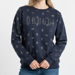 BRUGGE Novelty Bicycle Funky Sweatshirt Blue Size XS